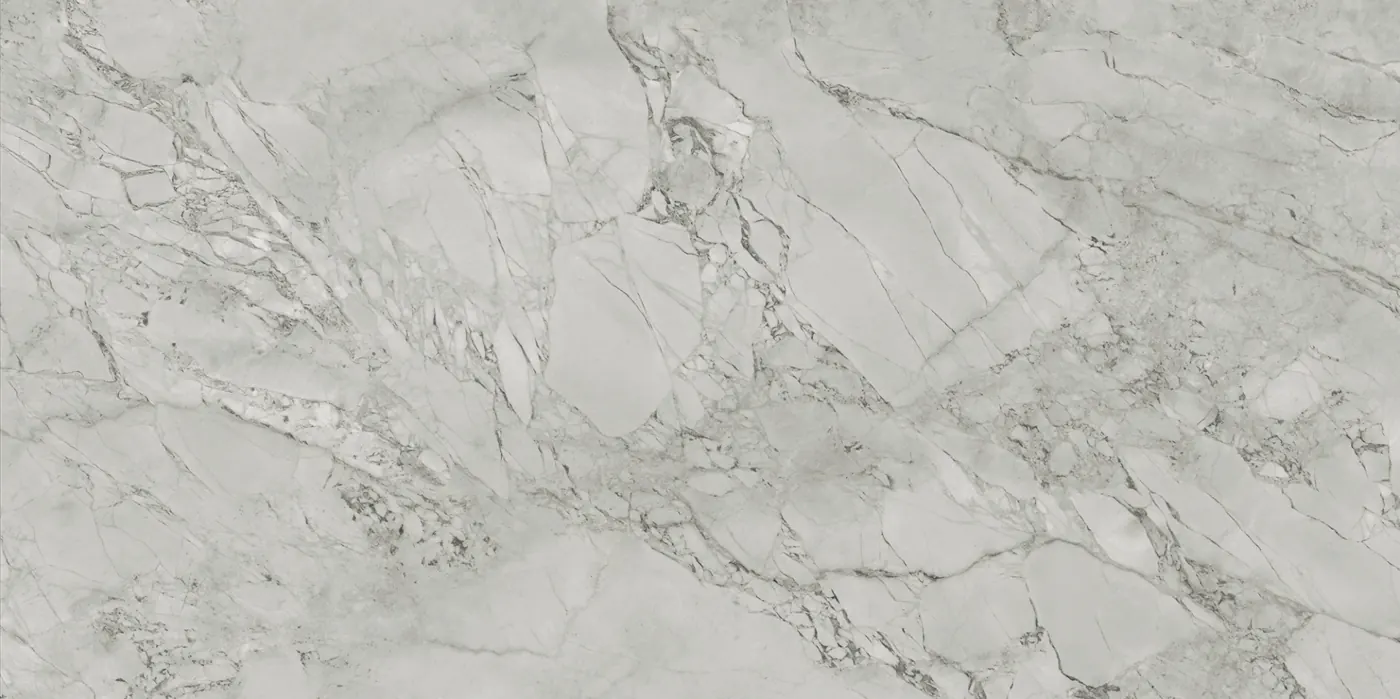 Marca Corona Scultorea Foam Grey, granitkeramik med grå marmorlook 60x120 cm