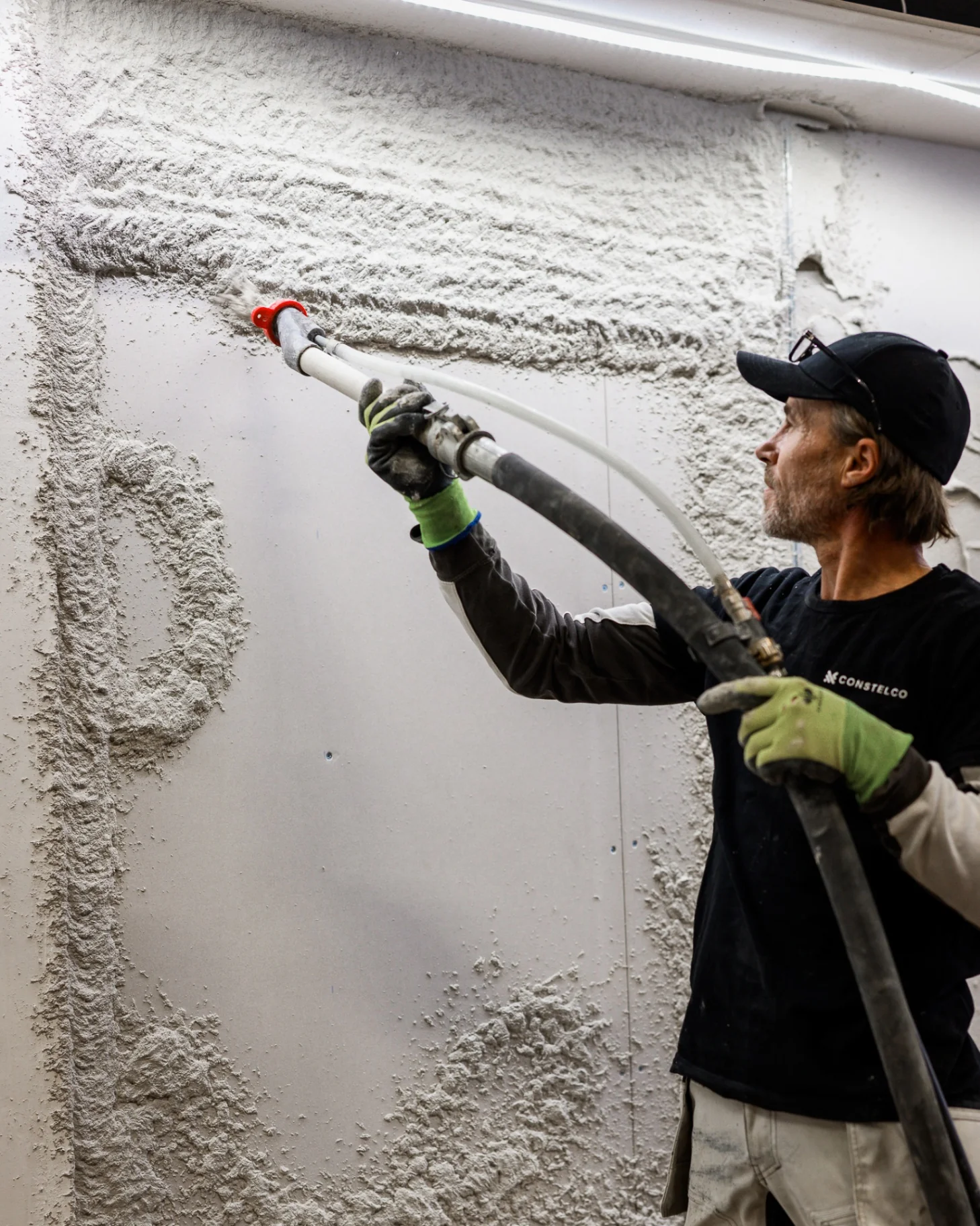 Strukturputs applicerad med Powermix Euro 380V, närbild