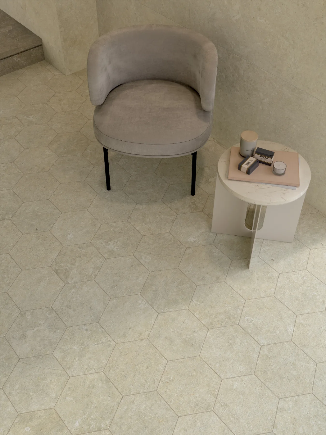 Arkistyle Clay i hexagonformat Esagona som golv i badrum